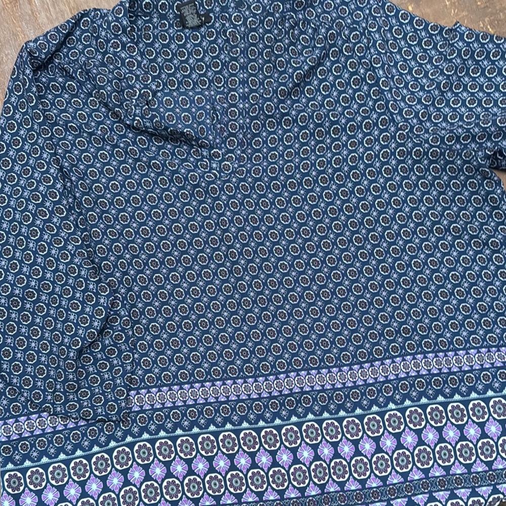 Justify Blue and Purple Casual Button Down Shirt with Geometric Pattern